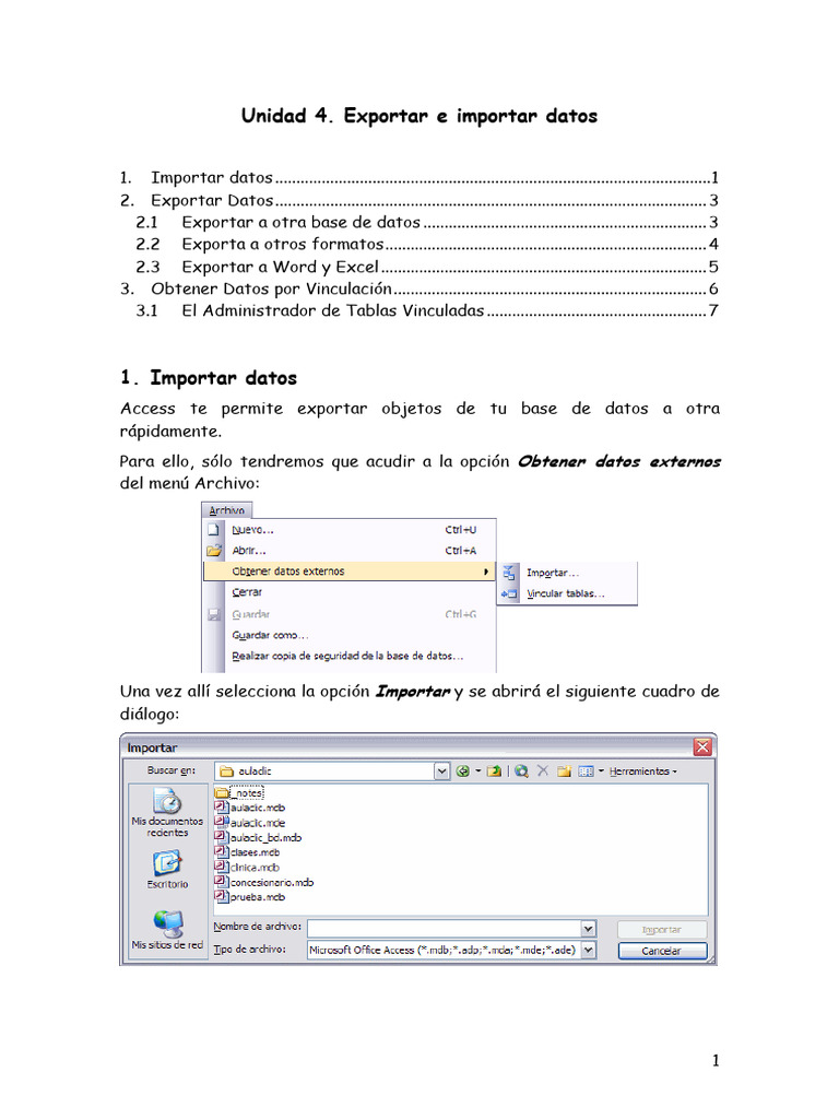 Importar y Exportar Datos en Access | PDF | Archivo de computadora ...