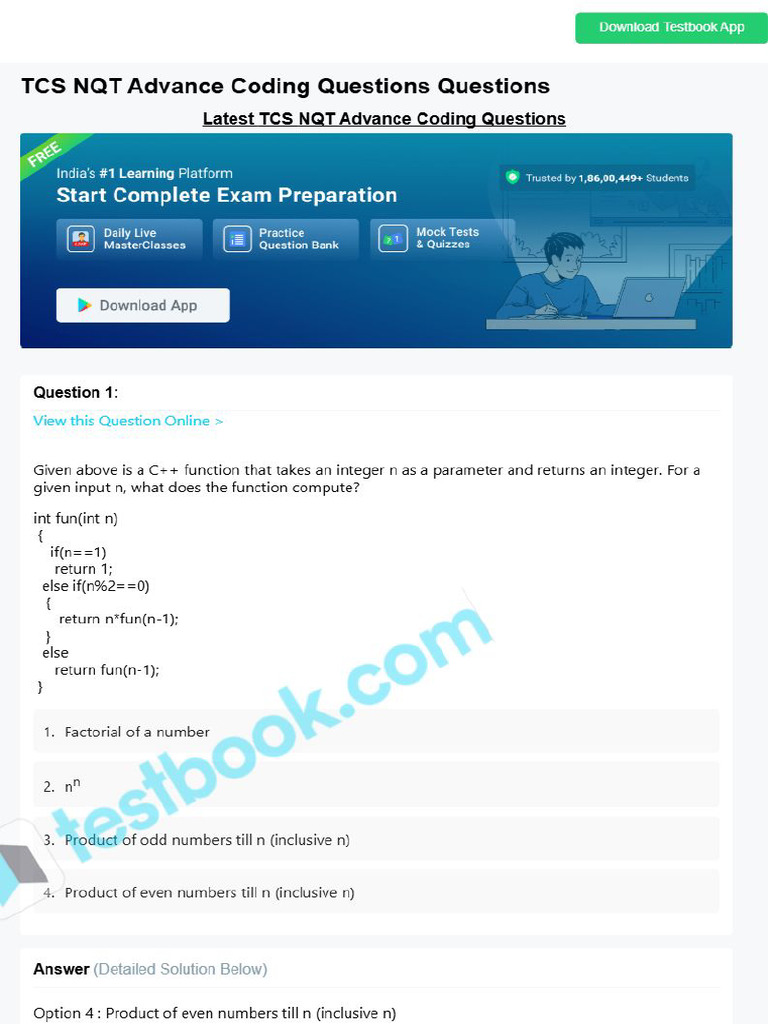Tcs NQT Advance Coding Questions 64c901986e794df25e84031f | PDF