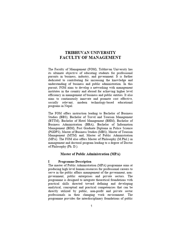 MPA Program Overview at Tribhuvan University | PDF | Estimator ...