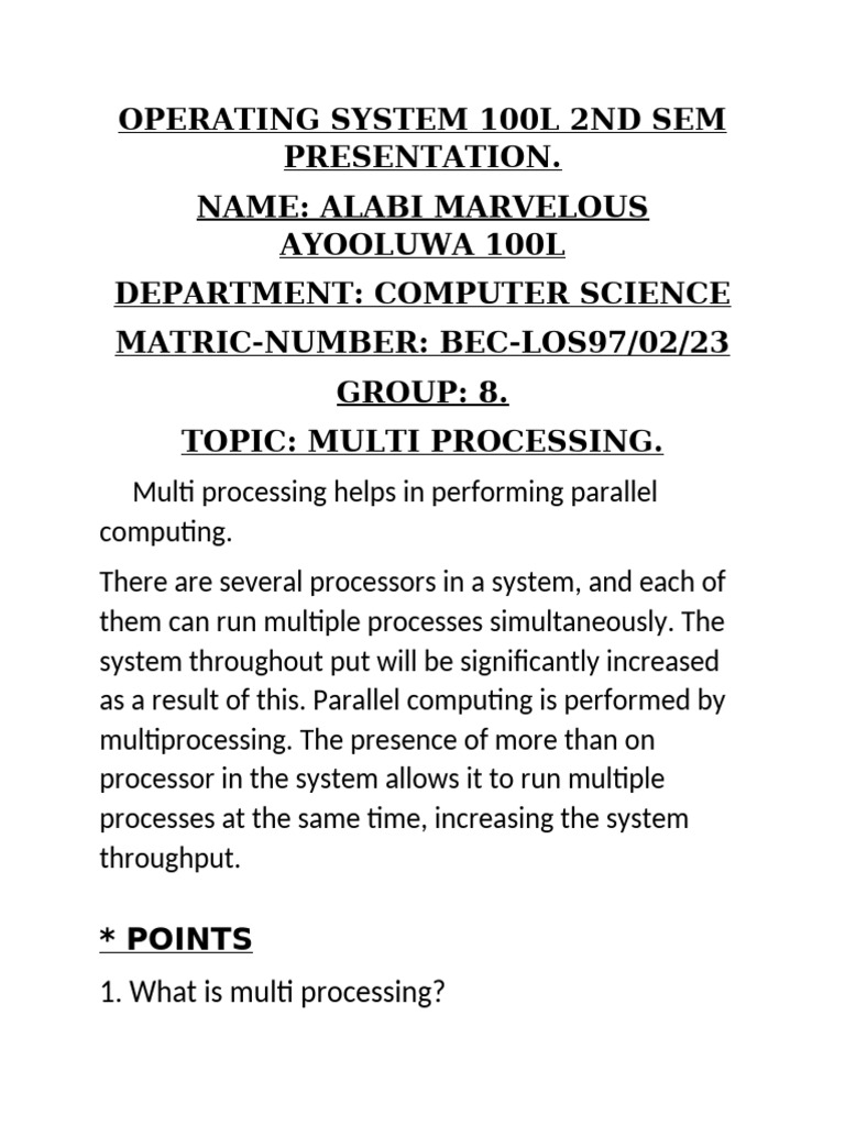 Understanding Multiprocessing Systems | PDF | Central Processing Unit ...
