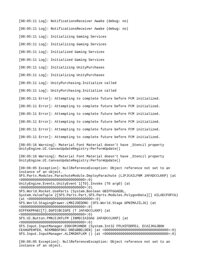Unity Log: Errors and Initialization Issues | PDF | Computer ...