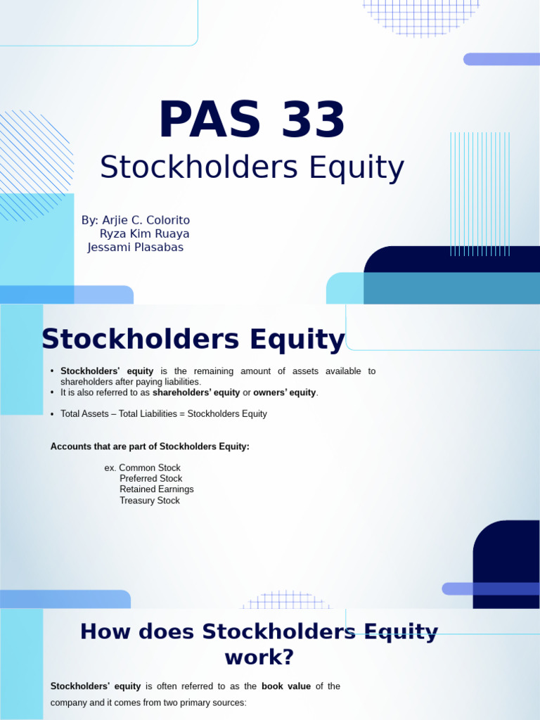 UFRS PAS 33 & Stockholders Equity | PDF