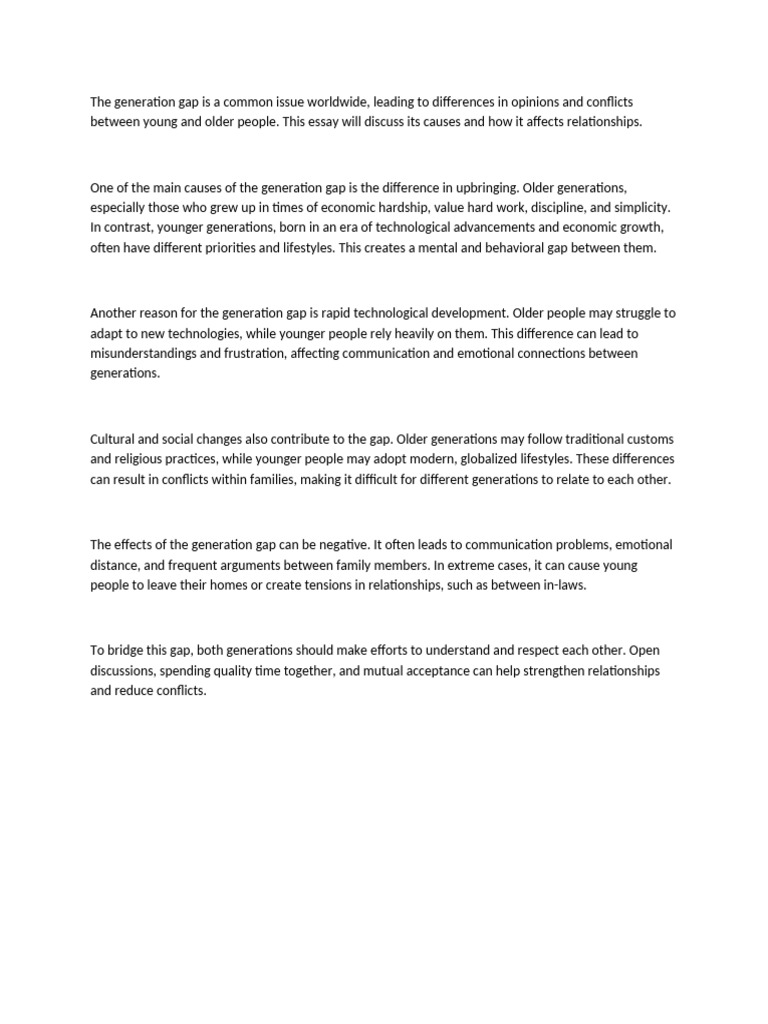 Understanding the Generation Gap | PDF