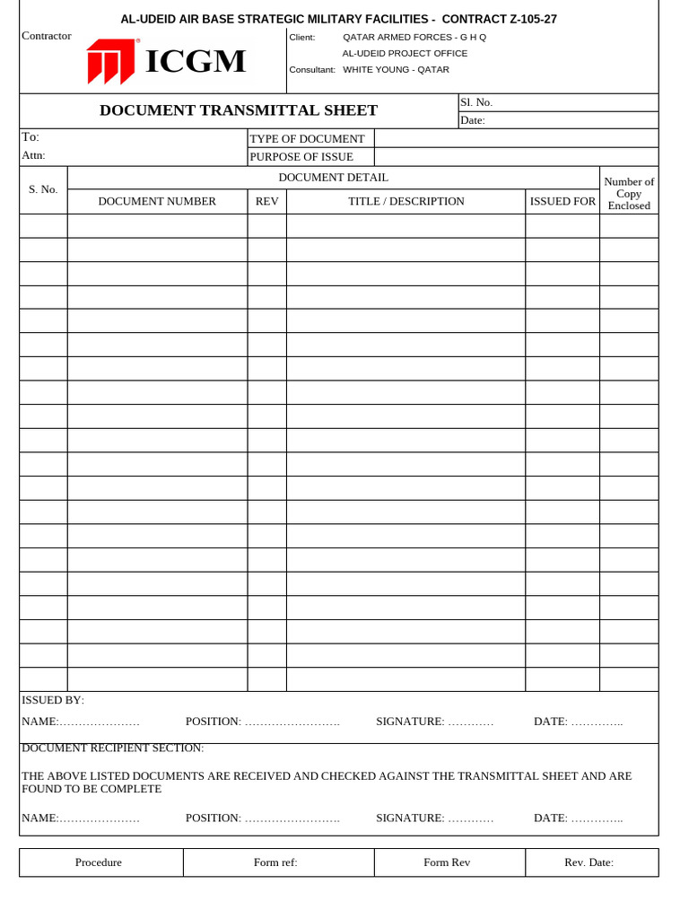 FM 03-CIV Document Transmittal | PDF