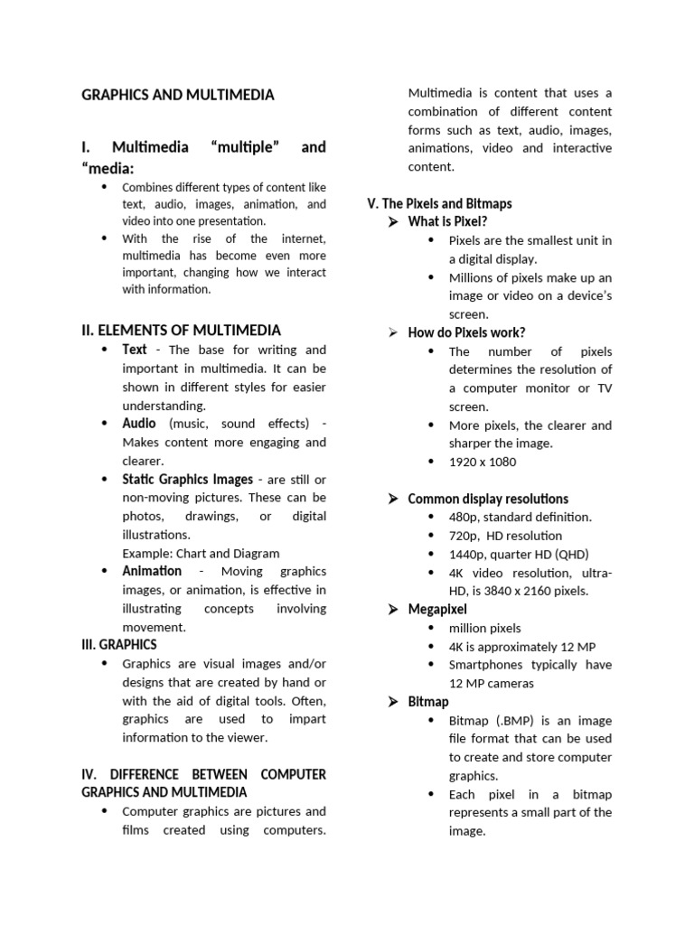Graphics and Multimedia - Report Outline | PDF | Graphics | Pixel