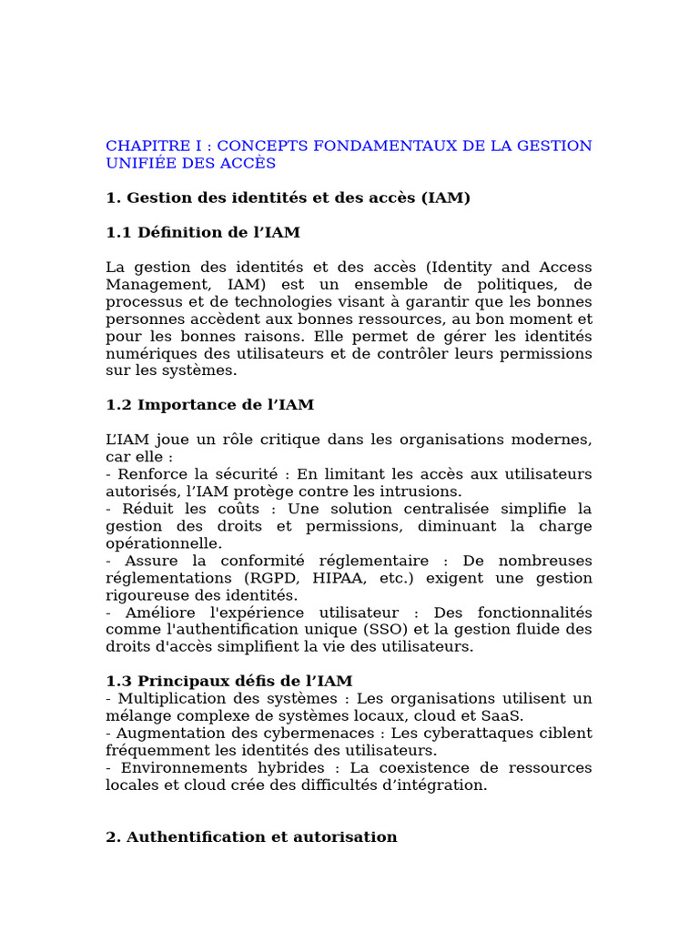 Gestion des identités et accès IAM | PDF | Cloud computing | Mot de passe
