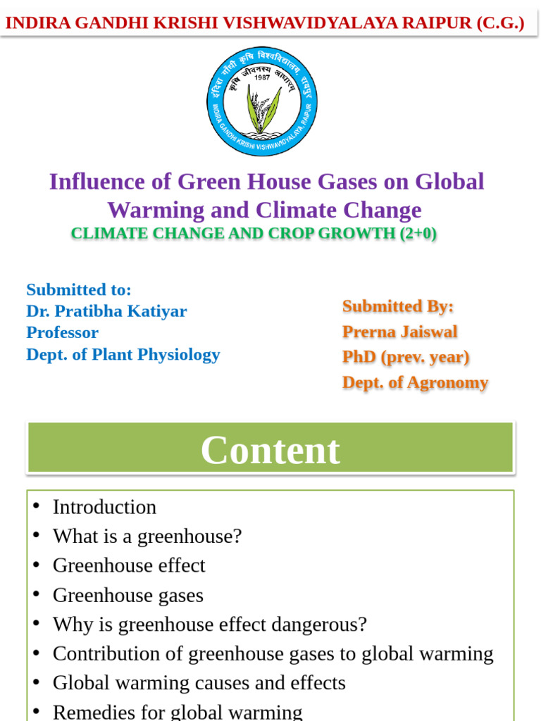Influence of GHGs On Global Warming and Climate Change | PDF ...