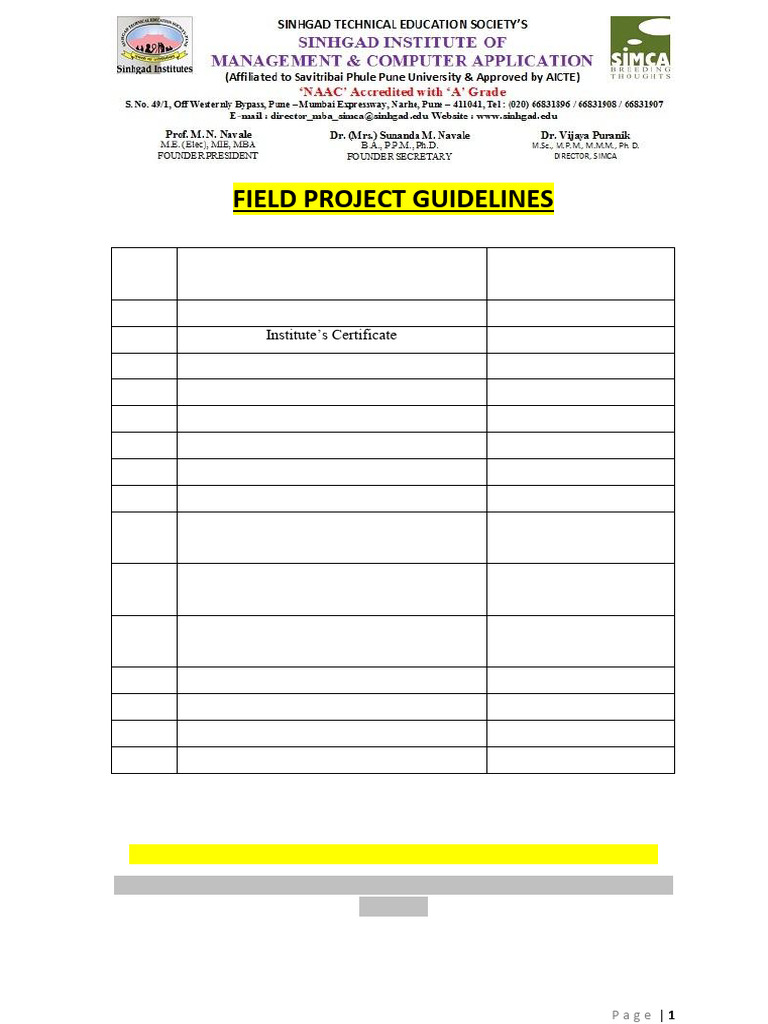 Field Project Report Guidelines for MBA | PDF | Statistics | Sampling ...
