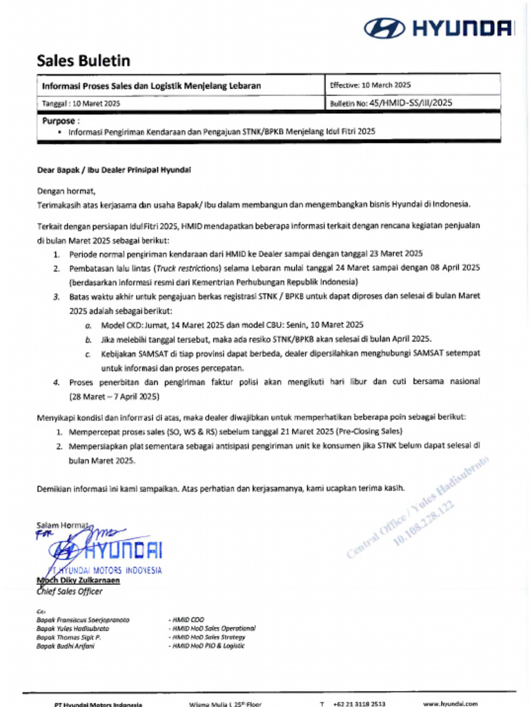 Sales Bulletin - Informasi Proses Sales Dan Logist - 250310 - 194806 | PDF