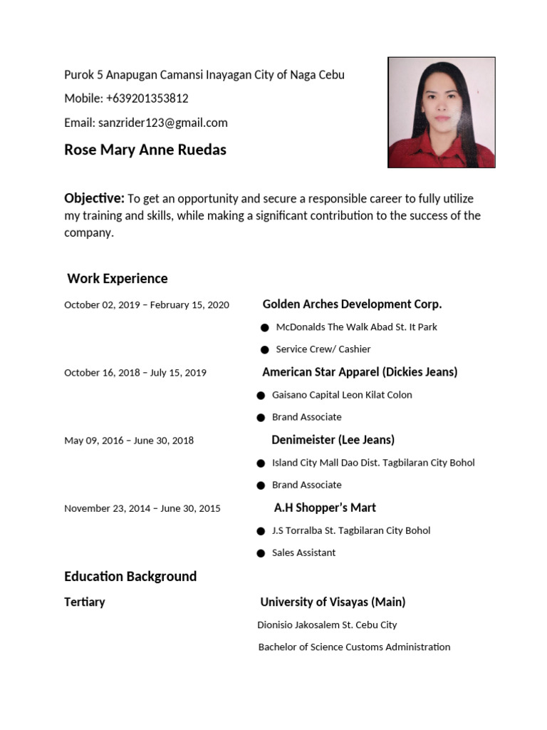 Rose Ruedas: Career Overview | PDF