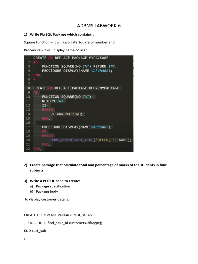 PL/SQL Package and Trigger Examples | PDF | Pl/Sql | Sql
