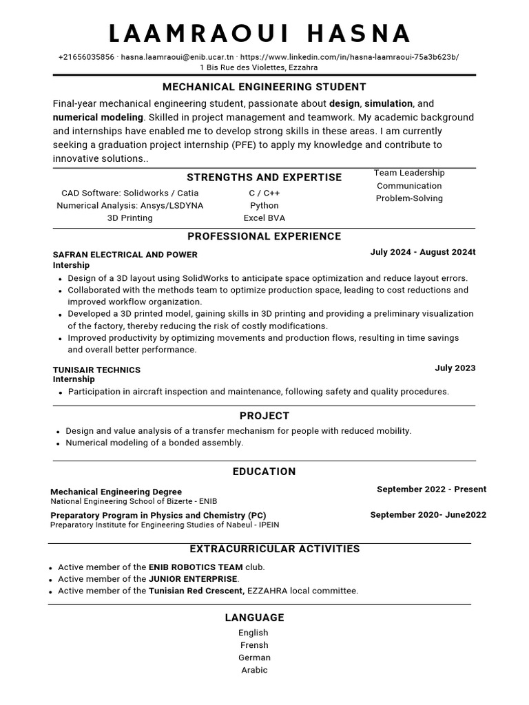 Mechanical Engineering Student Profile | PDF | Engineering | Mechanical ...