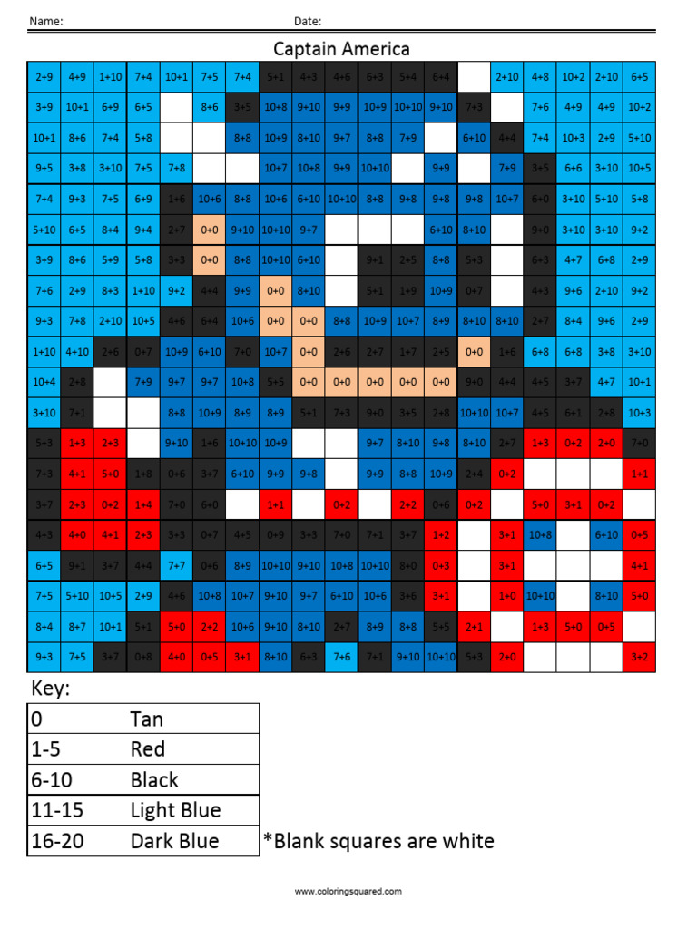 Captain America Addition Superhero Math1 | PDF
