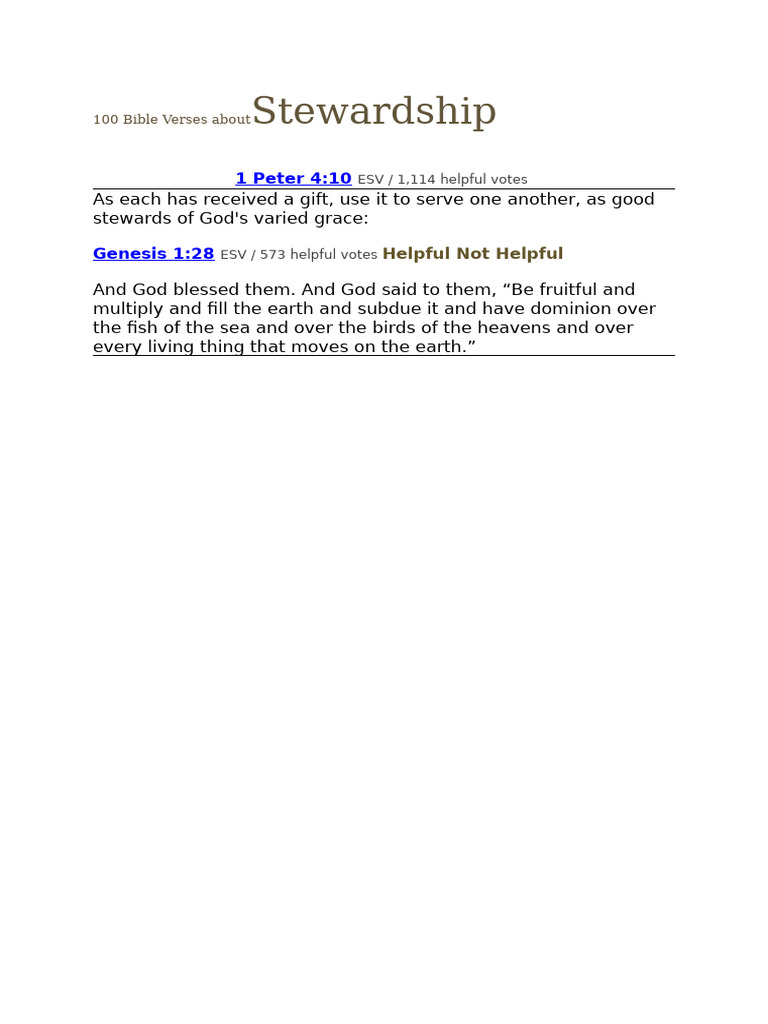 Bible Verses on Stewardship | PDF
