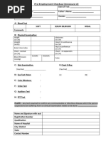 Pre Employment Medical Test Form | PDF