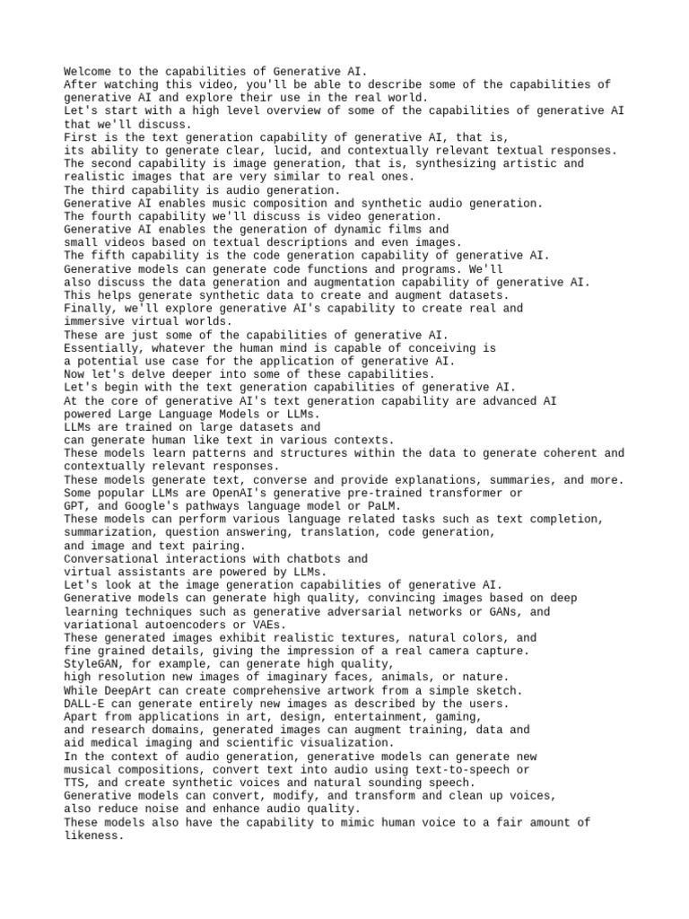 Exploring Generative AI Capabilities | PDF | Artificial Intelligence ...
