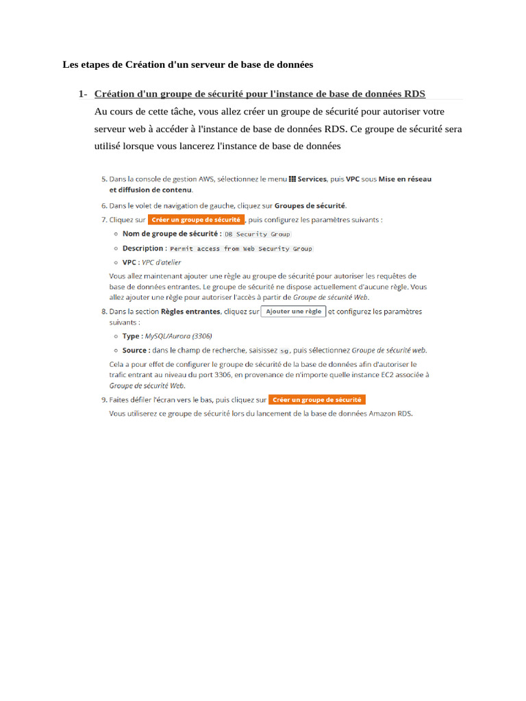 Création d'un serveur RDS étape par étape | PDF