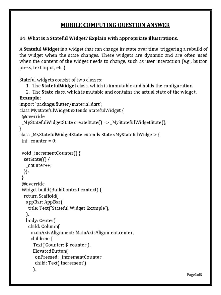 Understanding Stateful Widgets in Flutter | PDF | Computer Science ...
