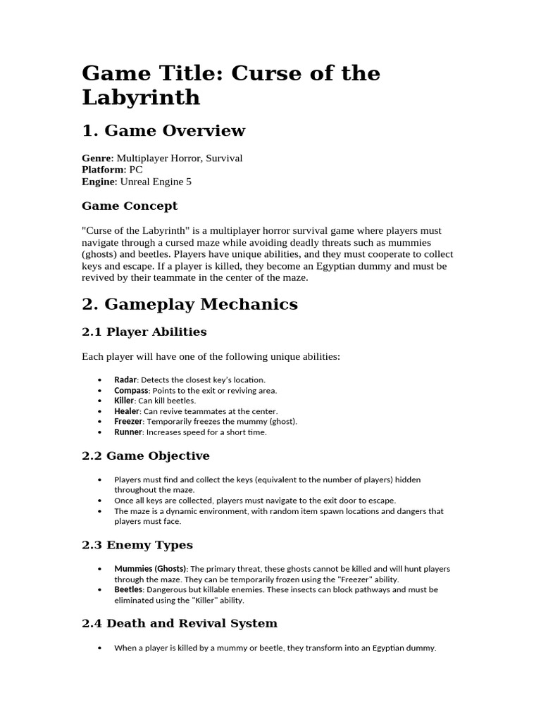 Game Doc | PDF | Menu (Computing)