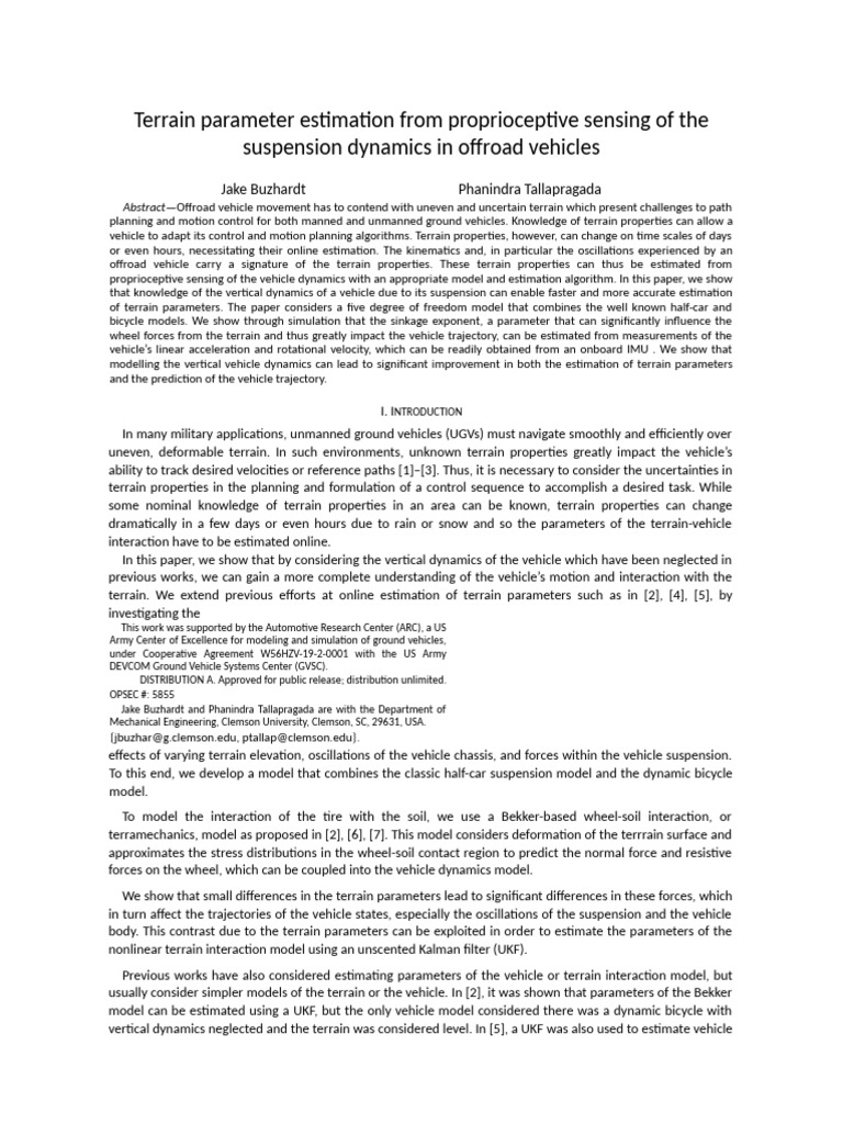 Estimating Terrain Parameters in Offroad Vehicles | PDF | Kalman Filter ...
