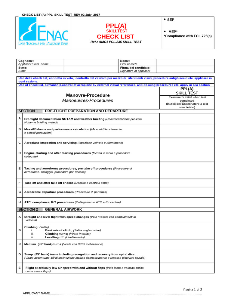 PPL - (A) - CHECK - LIST - SKILL - TEST - Rev02 - July - 2017-1 (1 ...