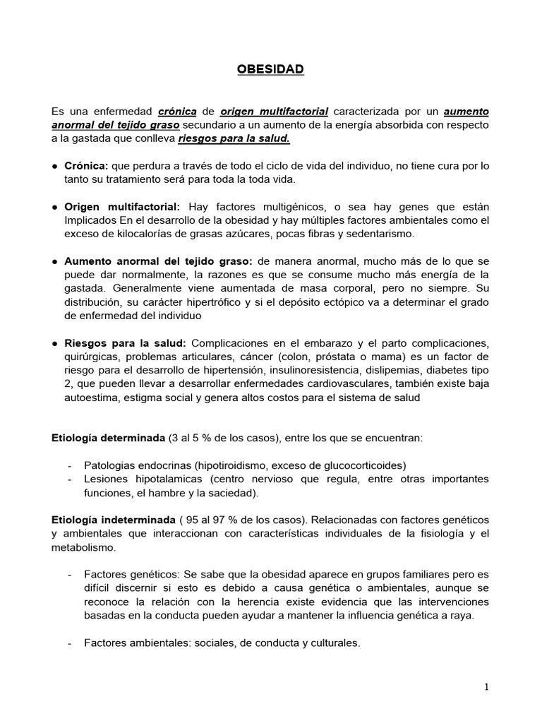 Causas y Diagnóstico de la Obesidad | PDF | Tejido adiposo | Obesidad
