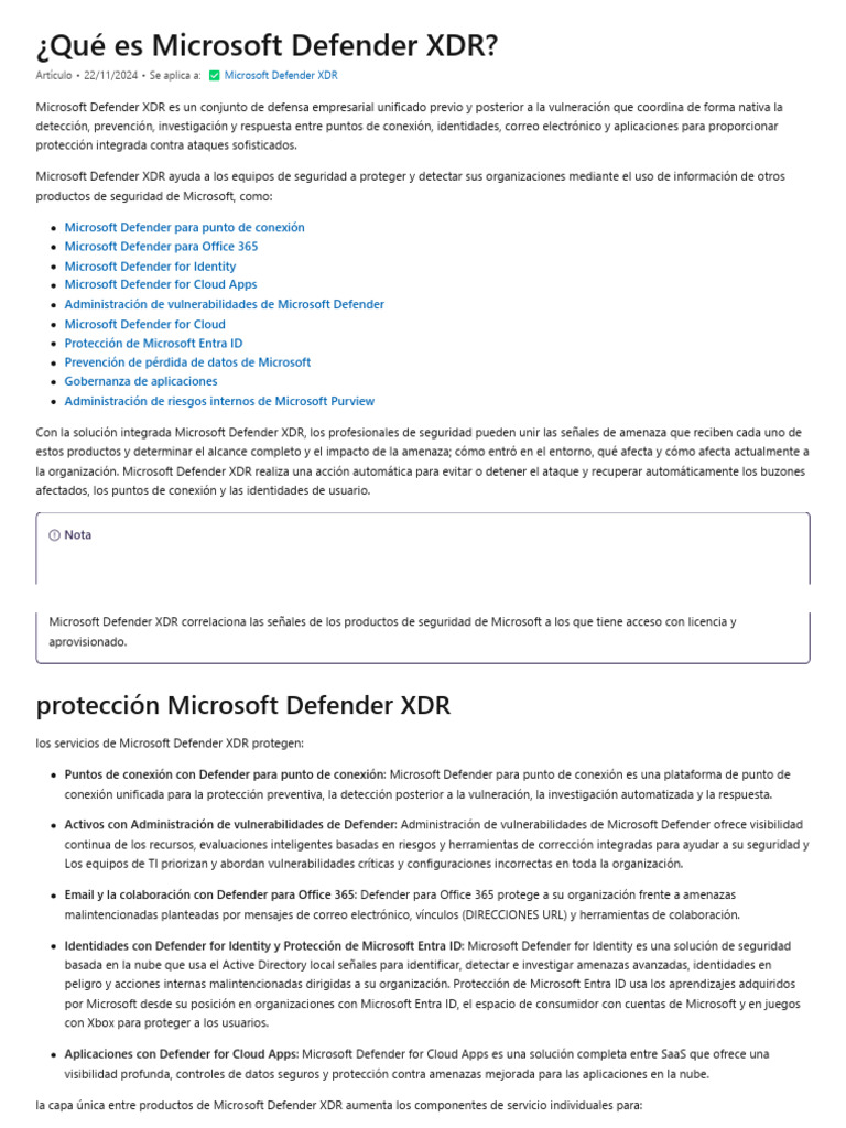 Microsoft Defender XDR: Protección Unificada | PDF | Microsoft ...