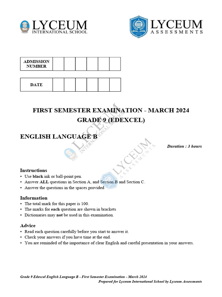 Grade 9 Edexcel English Exam Guide | PDF | Question