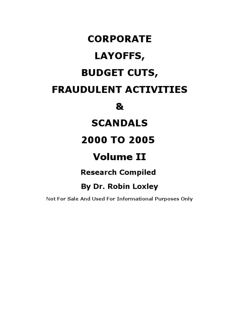Corporate Layoffs Lists 2000 To 2005 Volume II PDF Current Account
