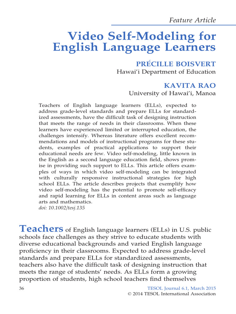 Video Self-Modeling for ELL Success | PDF | Cost Of Living | Learning
