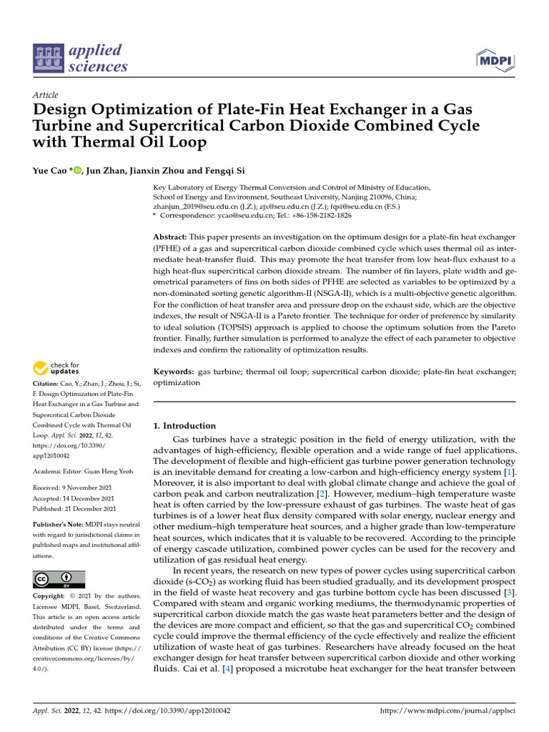 Applsci 12 00042 | PDF | Heat Exchanger | Mathematical Optimization