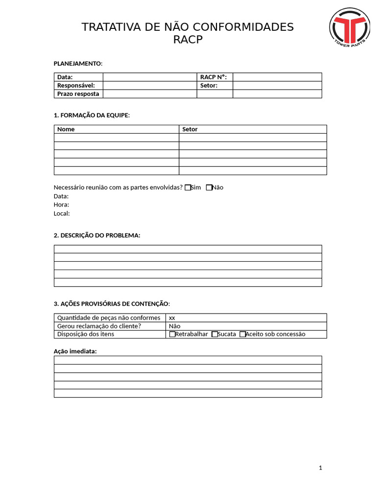 Tratativa de Não Conformidades RACP | PDF