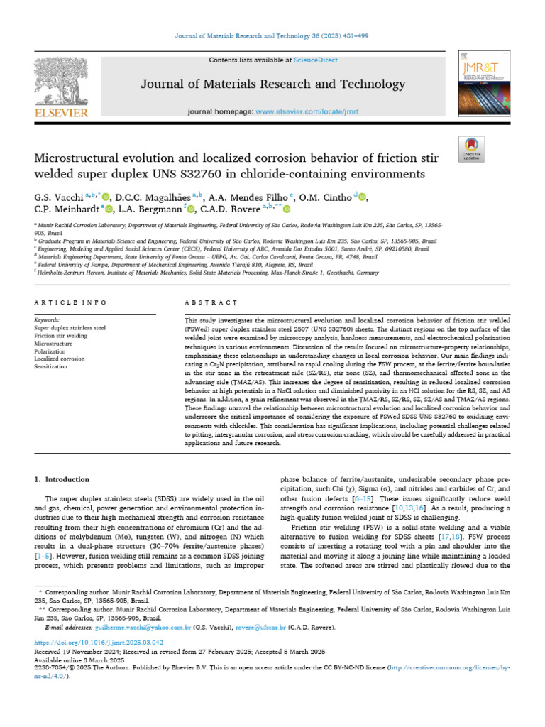 Microstructural Evolution and Localized Corrosion Behavior of Friction ...