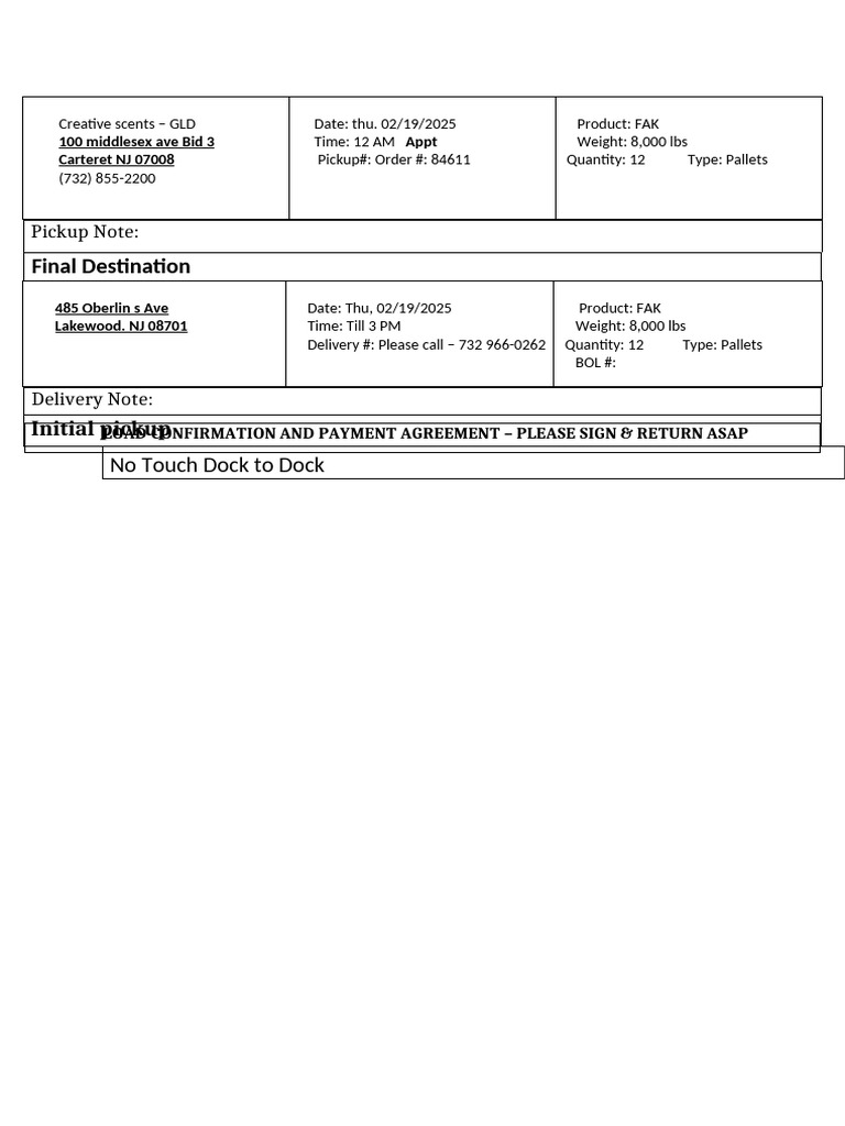 Load Confirmation for Creative Scents | PDF
