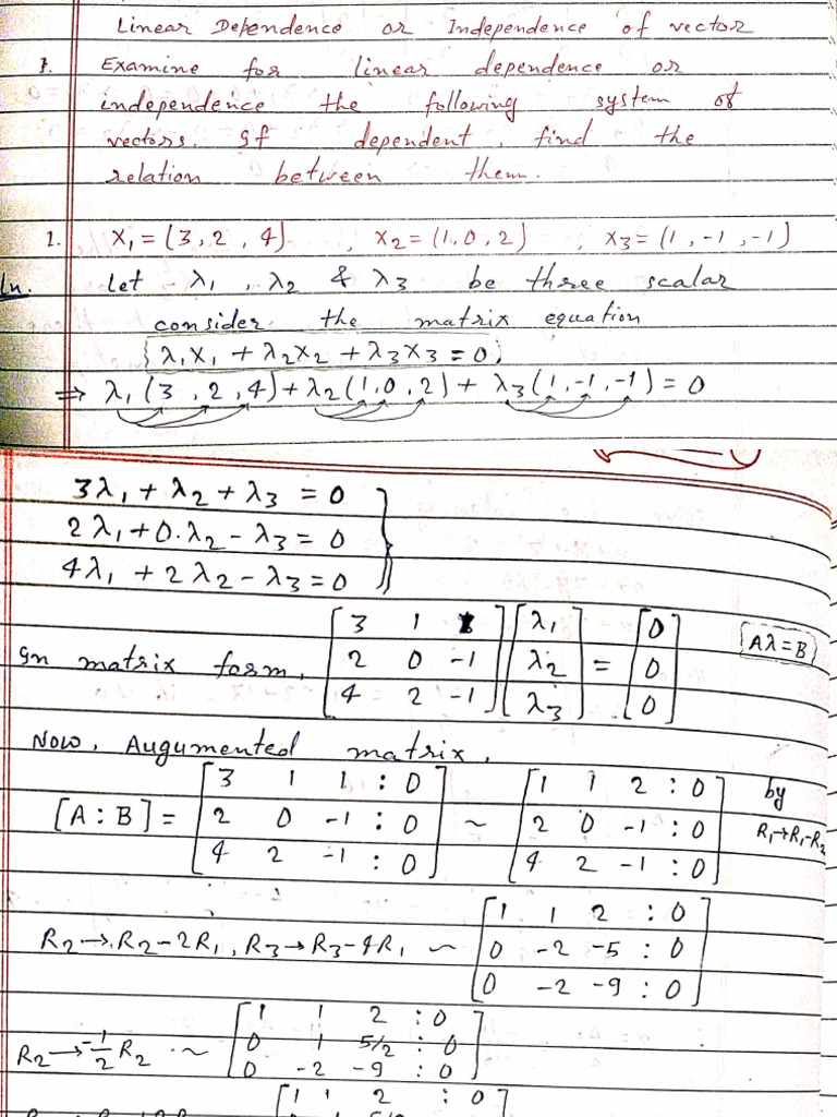 Linear Dependence or Independence of Vector | PDF