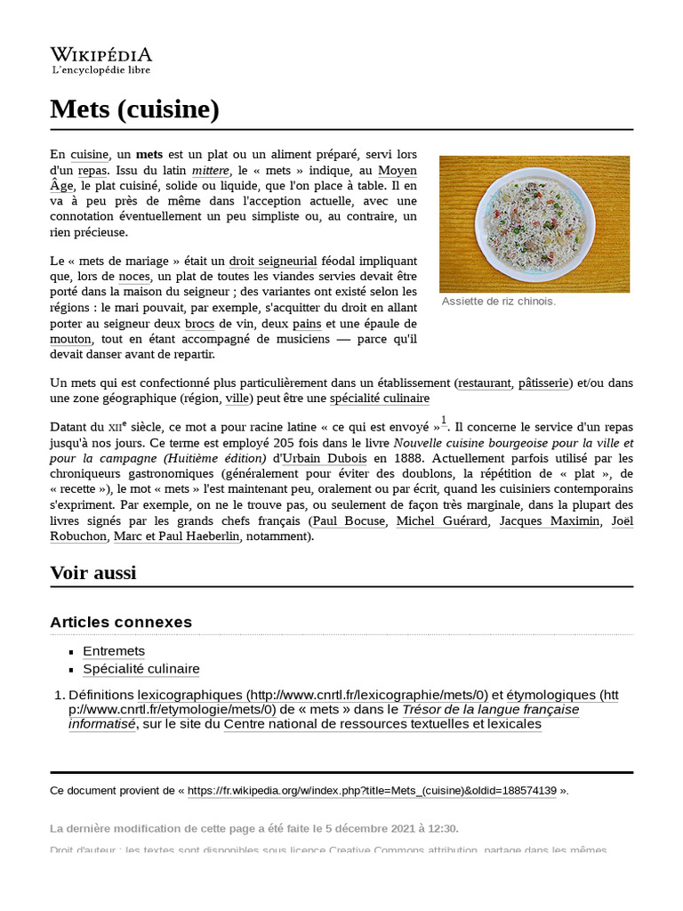 Mets (Cuisine) | PDF | Plat (Nourriture) | Cuisine