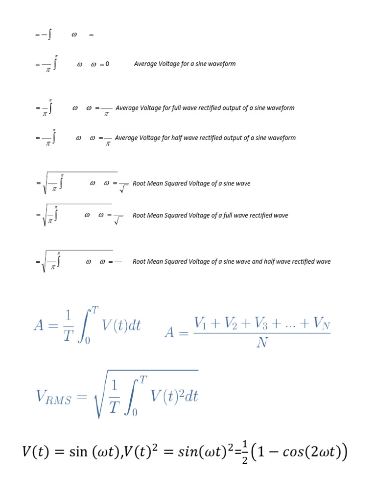 RMS and Average Voltage Calculations | PDF | Root Mean Square | Electricity