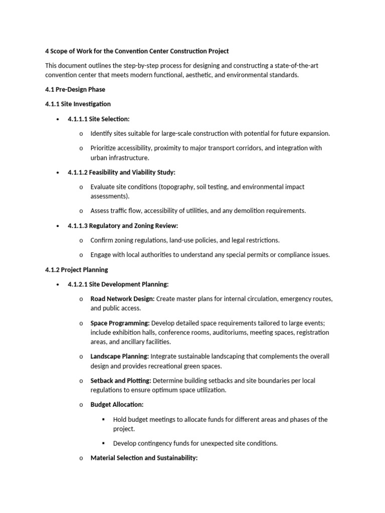 Convention Center Construction Scope of Work | PDF | Green Building ...