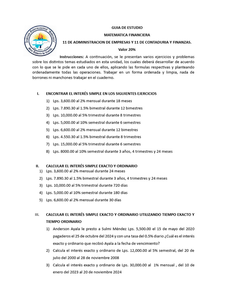 GUIA DE ESTUDIO Matematica Financiera 2025 | PDF | Finanzas Matemáticas ...