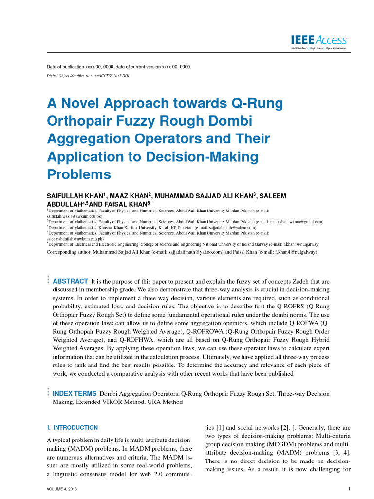 A Novel Approach Towards Q-Rung Orthopair Fuzzy Rough Dombi Aggregation ...