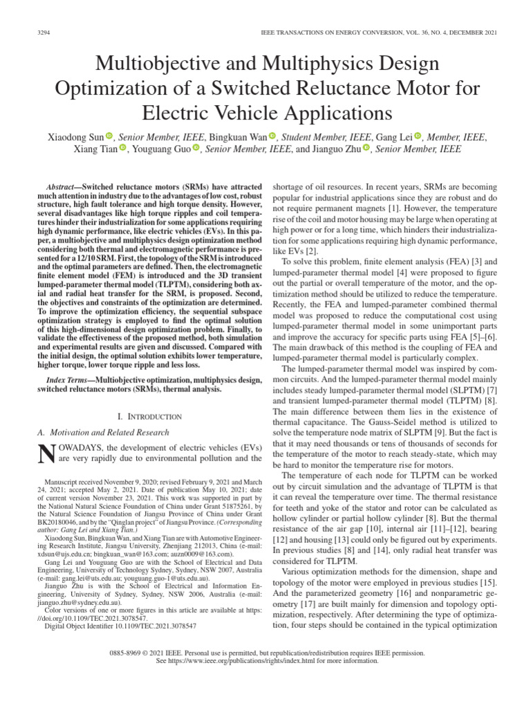 Multiobjective and Multiphysics Design Optimization of a Switched ...