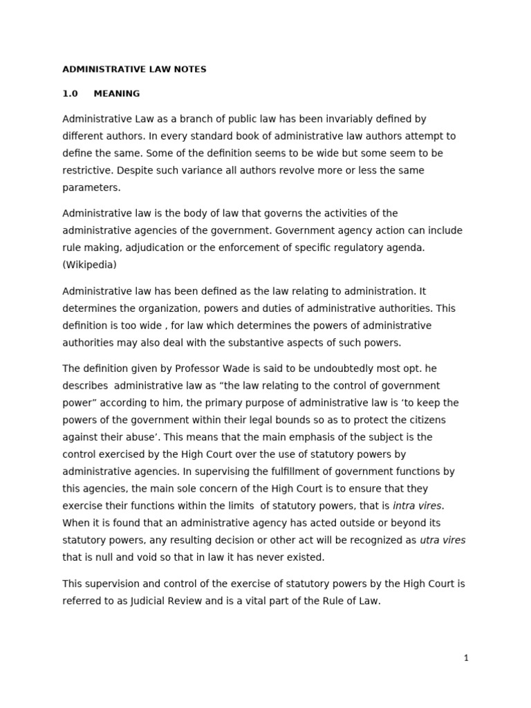 ADMINISTRATIVE LAW NOTES | PDF | Administrative Law | Rule Of Law