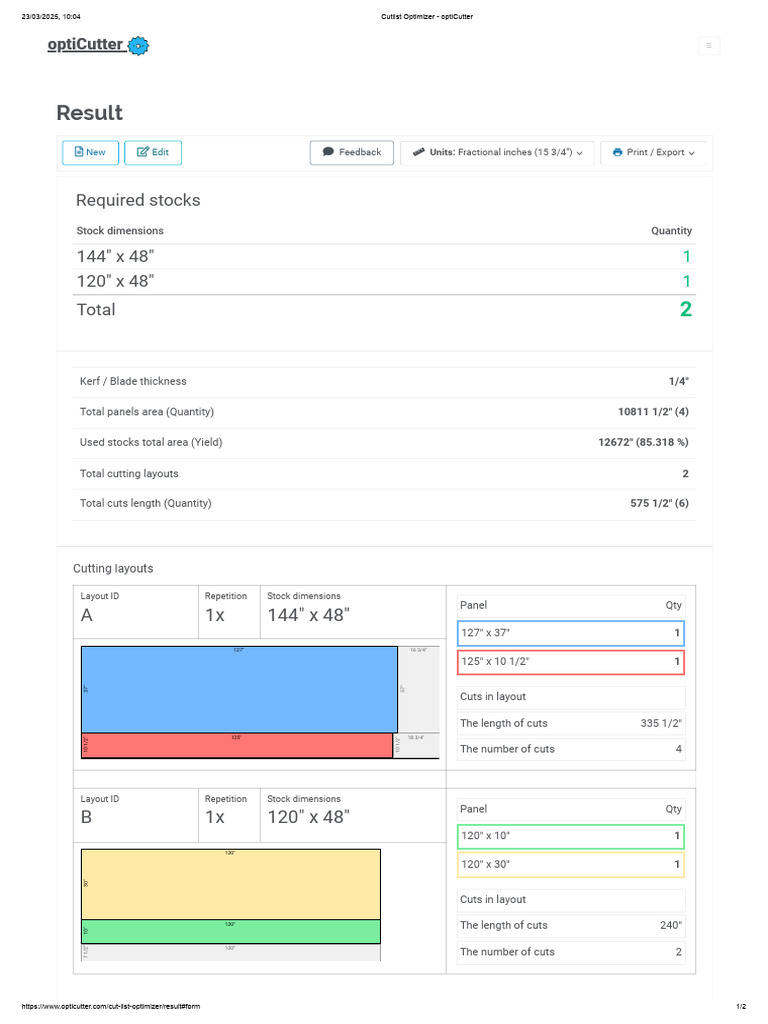 Cutlist Optimizer Results Overview | PDF | Cutting Tools | Cutting