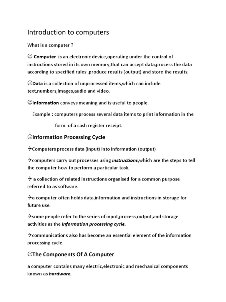 Introduction To Computers | PDF | Computer Data Storage | Mobile Device