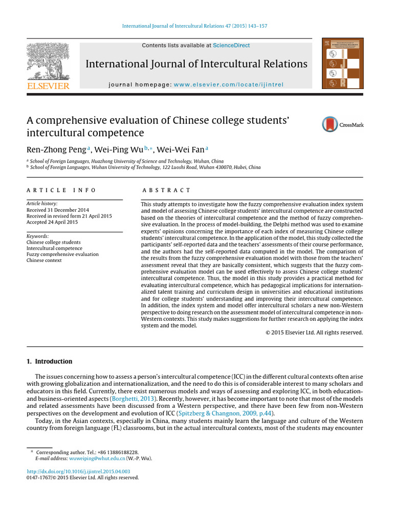 Evaluating Chinese Students' Intercultural Competence | PDF | Cross ...