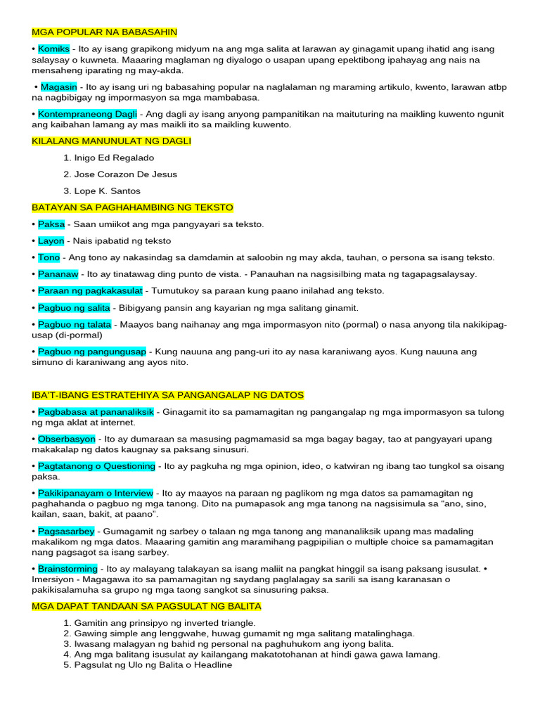 Quarter 3 - Terminolohiya Filipino 8 | PDF
