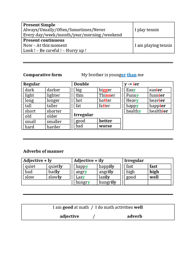 Adverbs and Comparatives in Sports | PDF