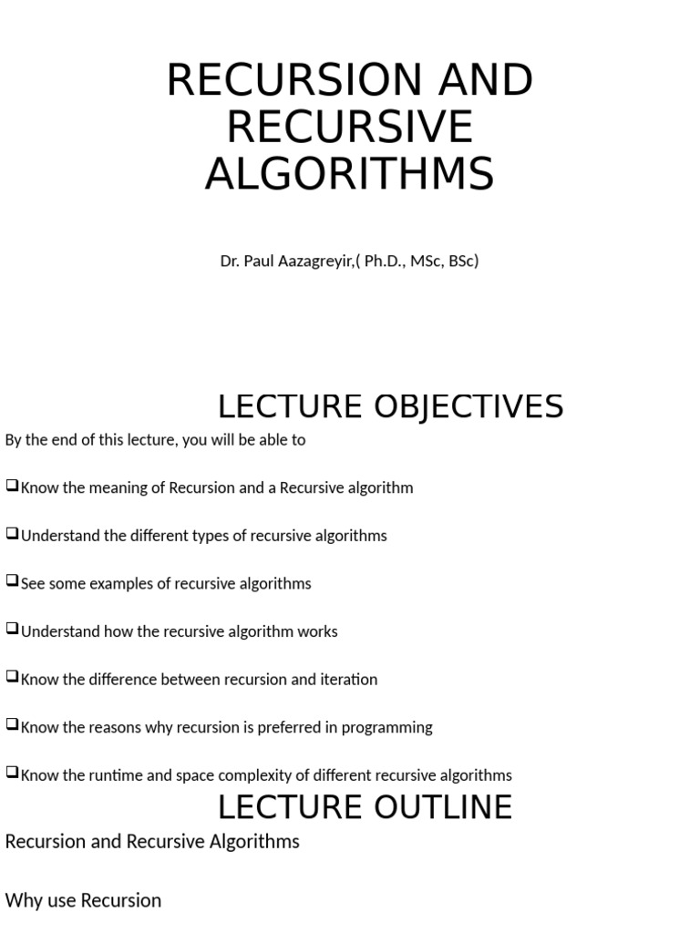 Recursion and Recursive Algorithms | PDF | Recursion | Computer Science