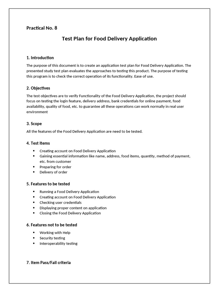 Test Plan For Food Delivery Application | PDF | Application Software ...