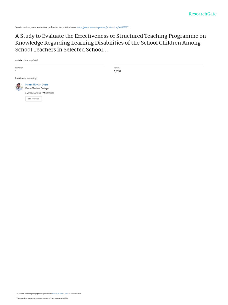 Evaluating Teaching on Learning Disabilities | PDF | Teachers ...